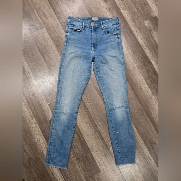 MOTHER Jeans Denim  Looker Ankle Fray Hey Sun Wash 26 Nwot Distressed Boho Y2k - Picture 3 of 16